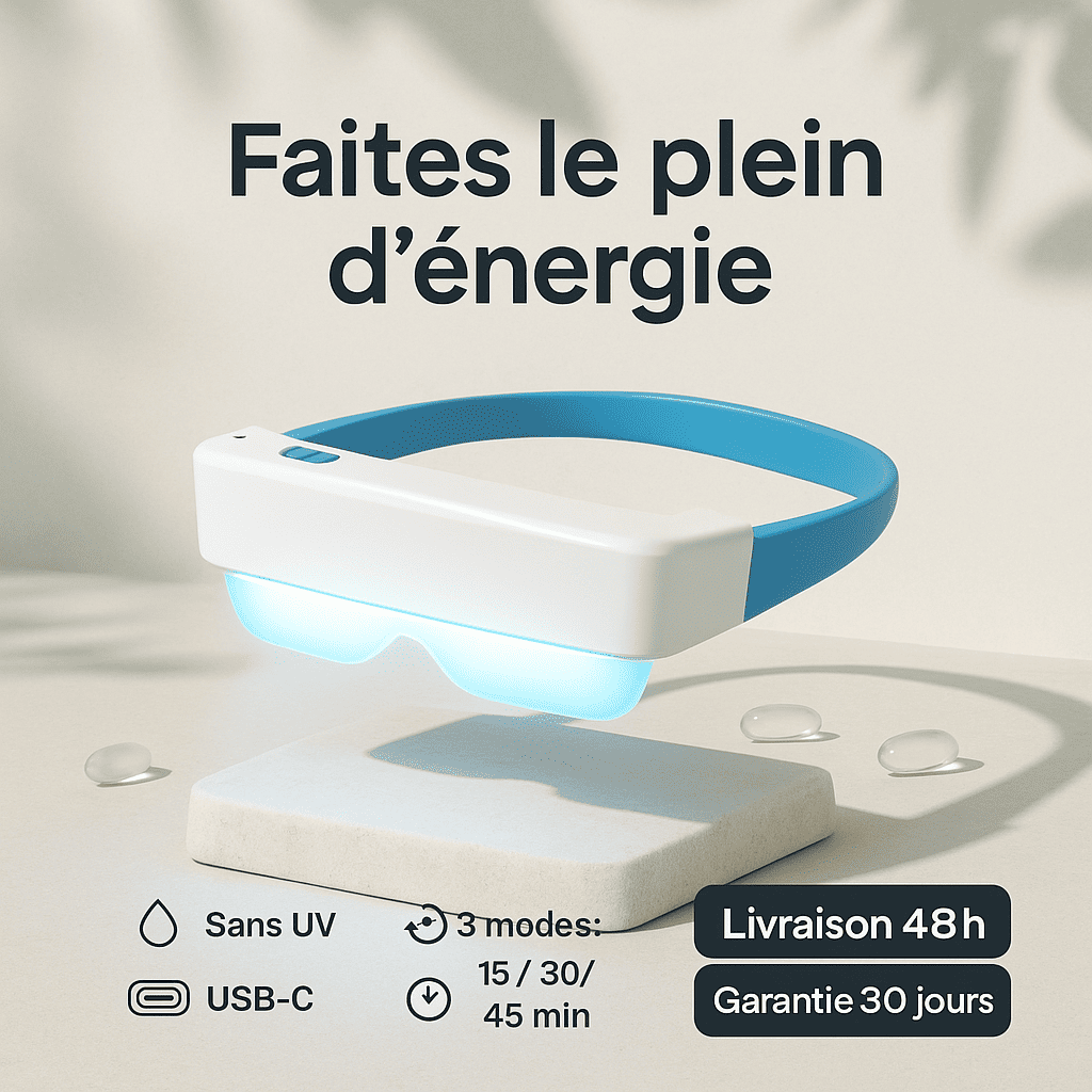 Lunettes de Luminothérapie LED Portables – Anti-Fatigue, Humeur & Énergie Naturelle