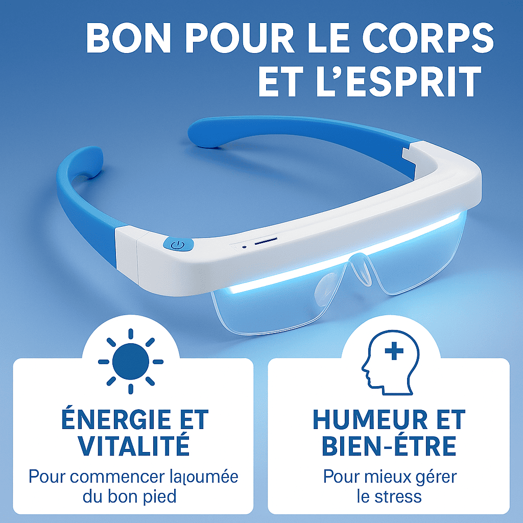 Lunettes de Luminothérapie LED Portables – Anti-Fatigue, Humeur & Énergie Naturelle